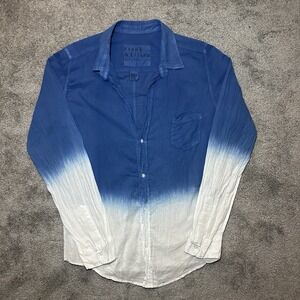 Frank & Eileen Barry Ombre Voile Button Down Shirt Womens Large Blue & White